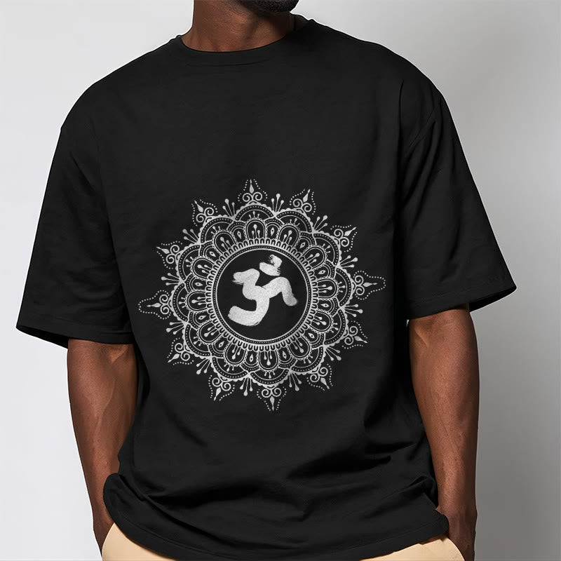 Camiseta de algodón con estampado de mandala y símbolo Om de Buddha Stones simétricas - image 5