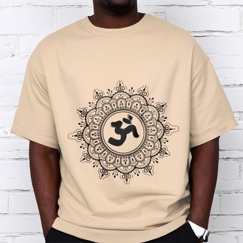 Camiseta de algodón con estampado de mandala y símbolo Om de Buddha Stones simétricas - image 12