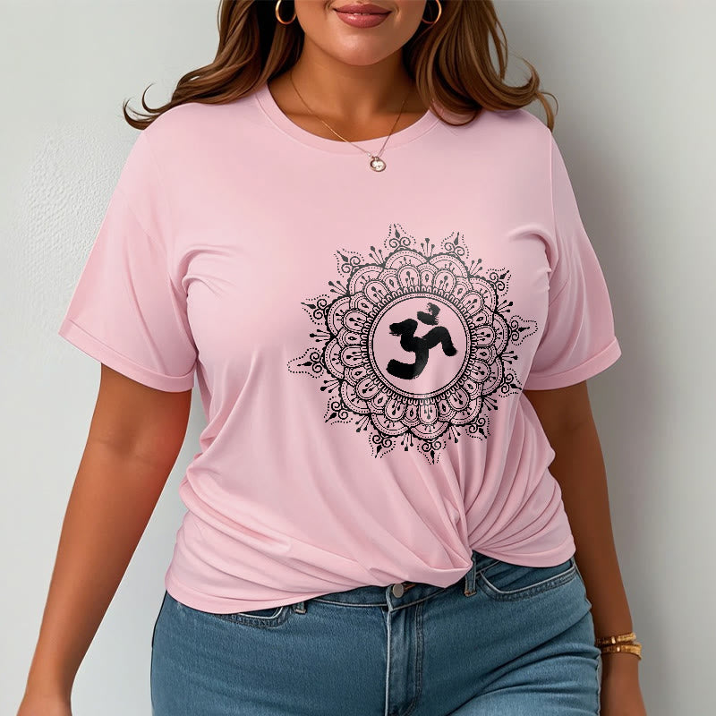 Camiseta de algodón con estampado de mandala y símbolo Om de Buddha Stones simétricas - image 14
