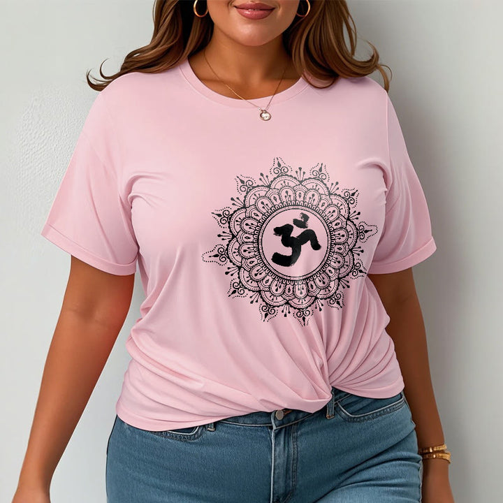 Camiseta de algodón con estampado de mandala y símbolo Om de Buddha Stones simétricas - image 14