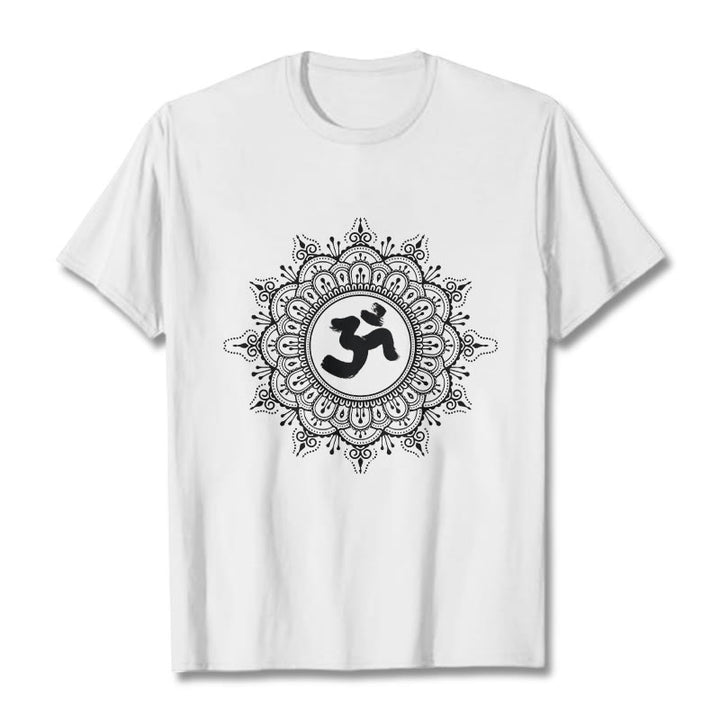 Camiseta de algodón con estampado de mandala y símbolo Om de Buddha Stones simétricas - Blanco - 2XL - image 8