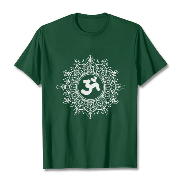 Camiseta de algodón con estampado de mandala y símbolo Om de Buddha Stones simétricas - Verde bosque - 2XL - image 1