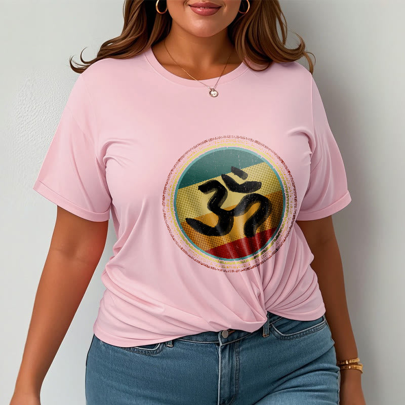Camiseta de algodón con símbolo Om y diseño de mandala circular simple con Buddha Stones en colores vibrantes - image 14