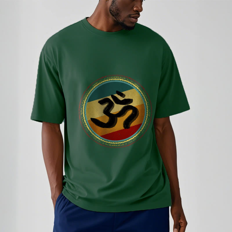 Camiseta de algodón con símbolo Om y diseño de mandala circular simple con Buddha Stones en colores vibrantes - image 12