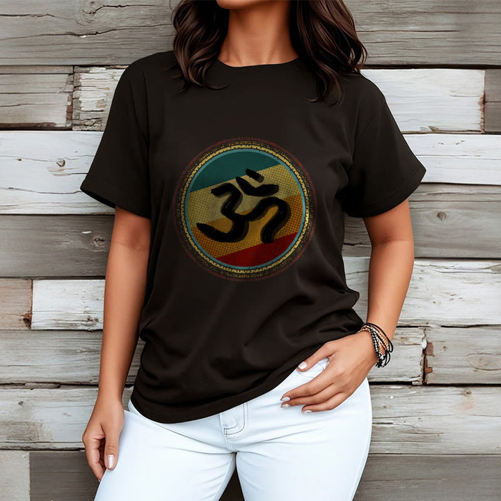 Camiseta de algodón con símbolo Om y diseño de mandala circular simple con Buddha Stones en colores vibrantes - image 8