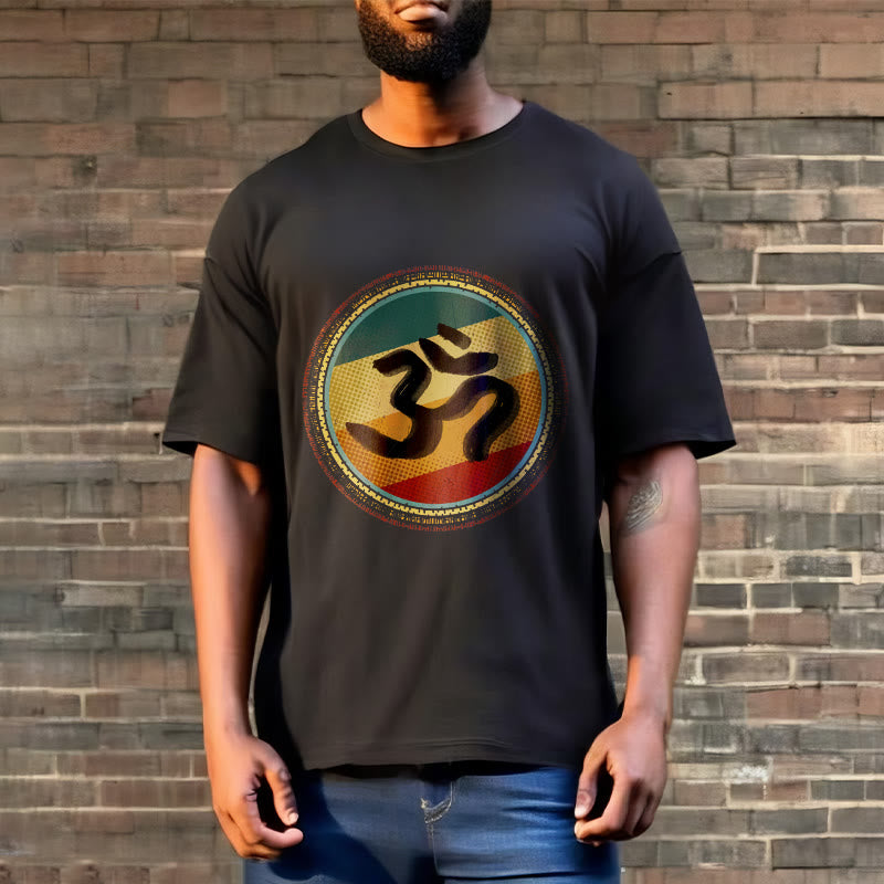 Camiseta de algodón con símbolo Om y diseño de mandala circular simple con Buddha Stones en colores vibrantes - image 7