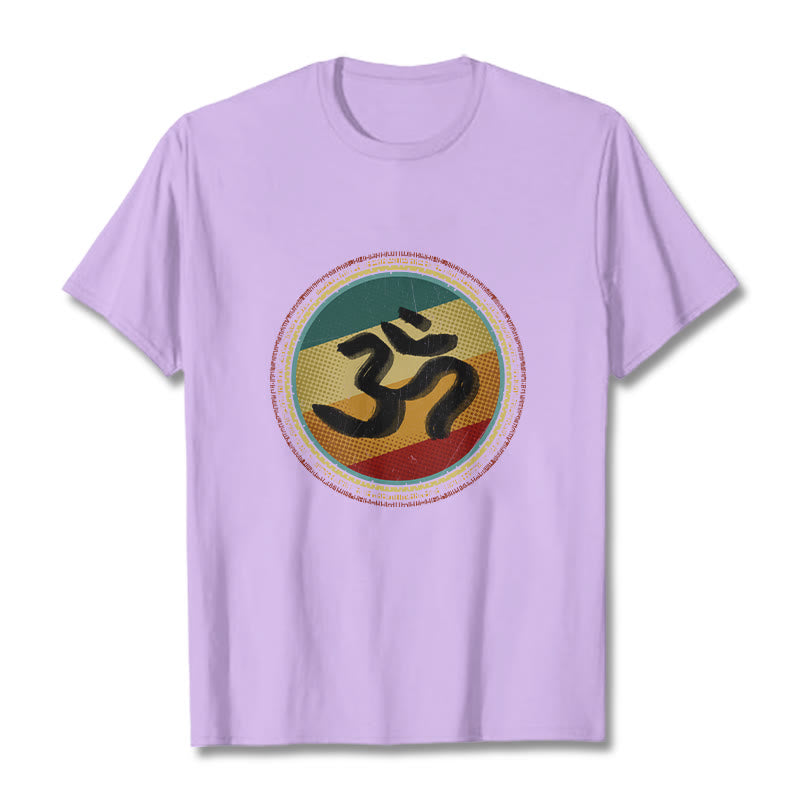 Camiseta de algodón con símbolo Om y diseño de mandala circular simple con Buddha Stones en colores vibrantes - Ciruela - 2XL - image 17