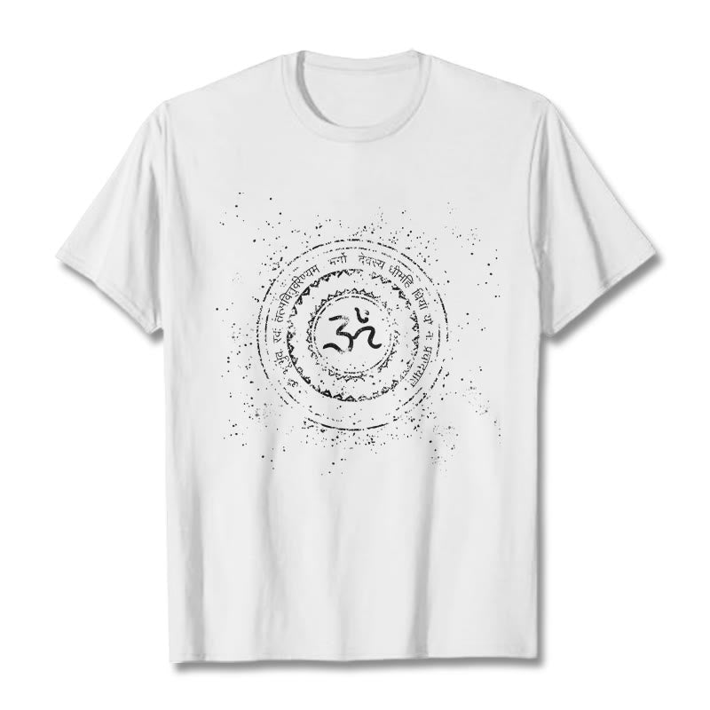 Camiseta de algodón con estampado de mantra y símbolo Buddha Stones - Blanco - 2XL - image 1