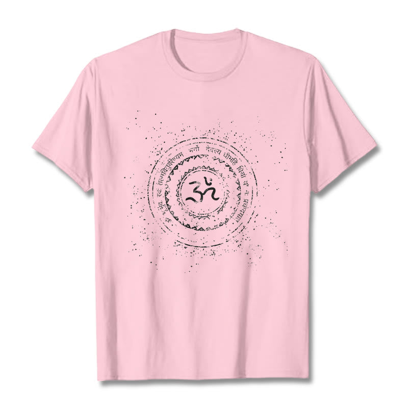 Camiseta de algodón con estampado de mantra y símbolo Buddha Stones - Rosa claro - 2XL - image 12