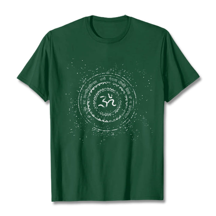Camiseta de algodón con estampado de mantra y símbolo Buddha Stones - Verde bosque - 2XL - image 10