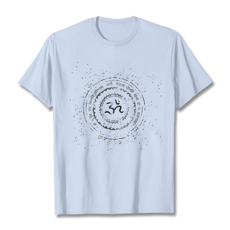 Camiseta de algodón con estampado de mantra y símbolo Buddha Stones - Cian claro - 2XL - image 19
