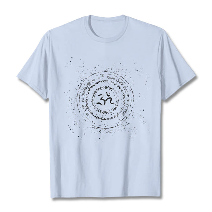 Camiseta de algodón con estampado de mantra y símbolo Buddha Stones - Cian claro - 2XL - image 19