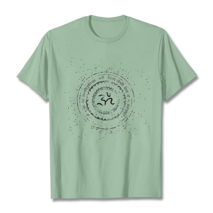 Camiseta de algodón con estampado de mantra y símbolo Buddha Stones - Verde pálido - 2XL - image 15