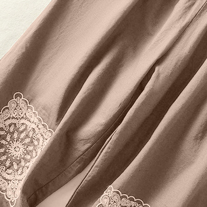 Pantalones harén de lino y algodón para mujer, con bordado de cachemira, estilo vintage de verano, con bolsillos - image 3
