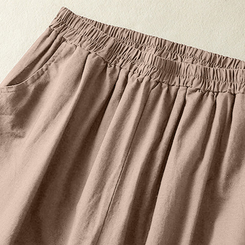 Pantalones harén de lino y algodón para mujer, con bordado de cachemira, estilo vintage de verano, con bolsillos - image 5