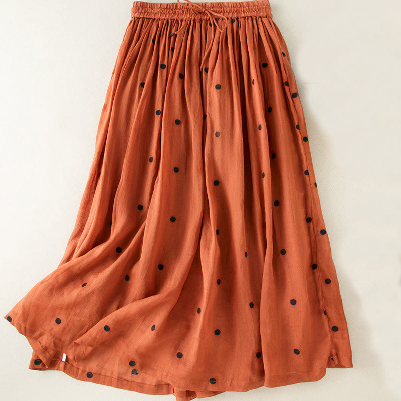 Falda plisada para mujer con estampado artístico de puntos vintage de Buddha Stones - Chocolate - US8-10，UK/AU12-14，EU40-42 (2XL) - image 32