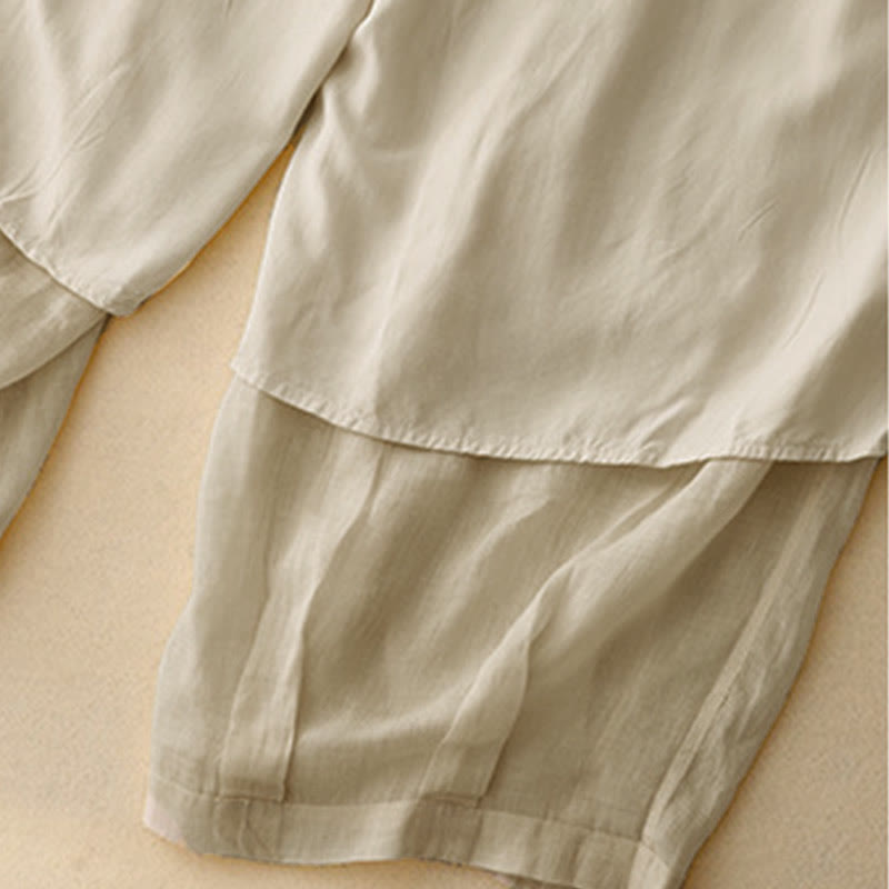 Pantalones casuales sueltos de doble capa Buddha Stones , de largo 7-8, para mujer, con bolsillos - image 24