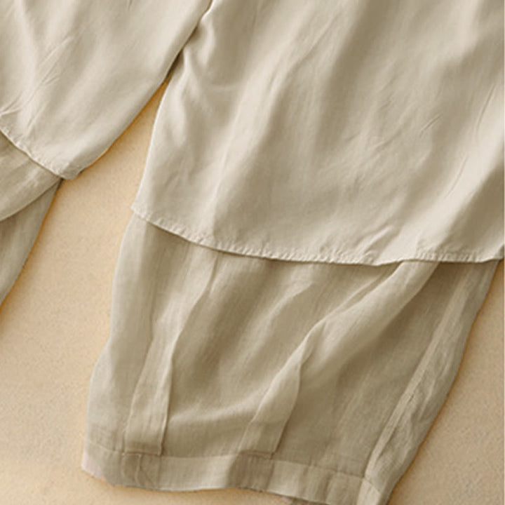 Pantalones casuales sueltos de doble capa Buddha Stones , de largo 7-8, para mujer, con bolsillos - image 24