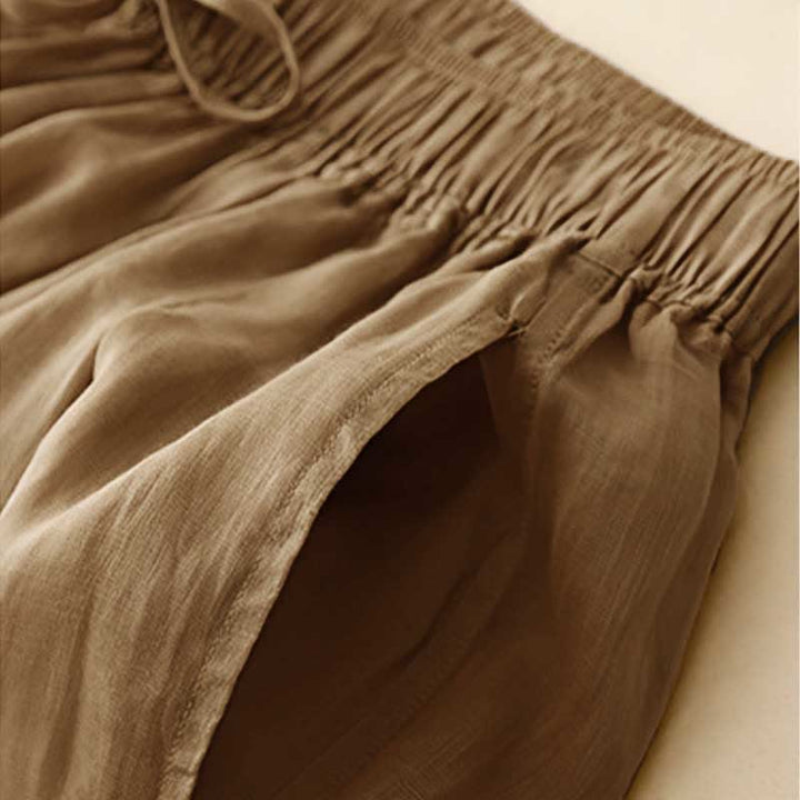 Pantalones casuales sueltos de doble capa Buddha Stones , de largo 7-8, para mujer, con bolsillos - image 2