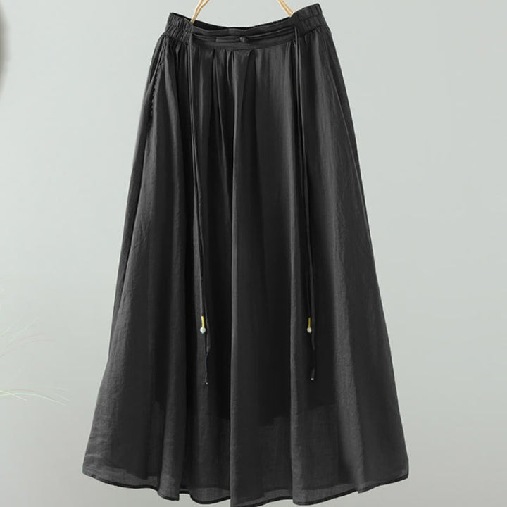 Falda de mujer con borlas de colores puros, estilo retro de verano con Buddha Stones y bolsillos - Negro - US12, UK/AU16, EU44 (2XL) - image 17