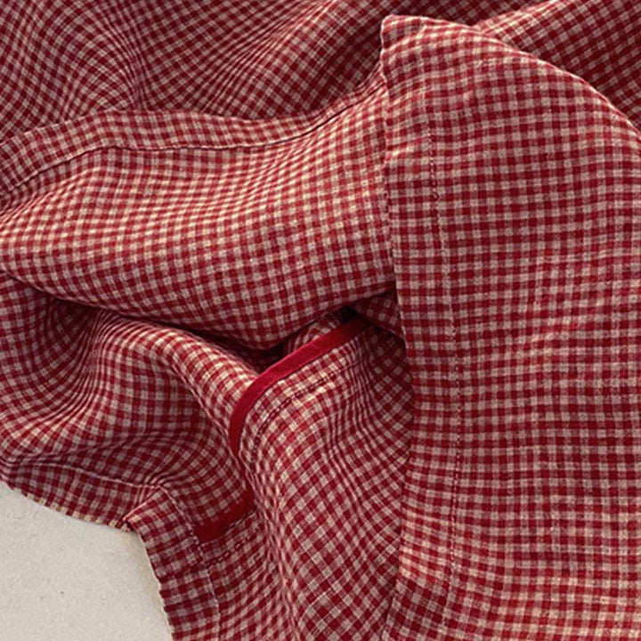 Vestido midi informal de algodón sin mangas con bolsillos y estampado de Buddha Stones, hecho a mano, a cuadros. - image 2