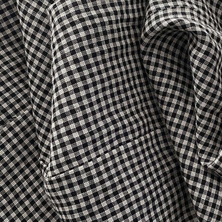 Vestido midi informal de algodón sin mangas con bolsillos y estampado de Buddha Stones, hecho a mano, a cuadros. - image 12