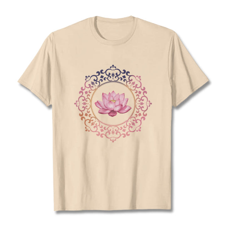 Camiseta de algodón con estampado de loto rosa y mandala de Buddha Stones - Sopa de mariscos - 2XL - image 8
