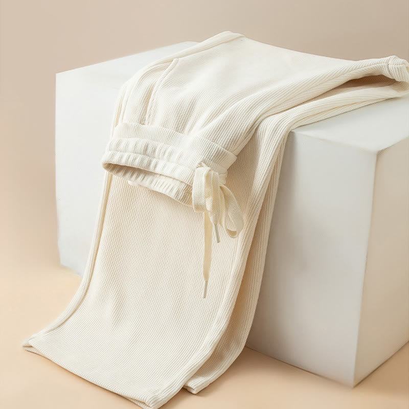 Pantalones anchos de algodón con bolsillos de Buddha Stones para mujer, color puro, otoño - image 15