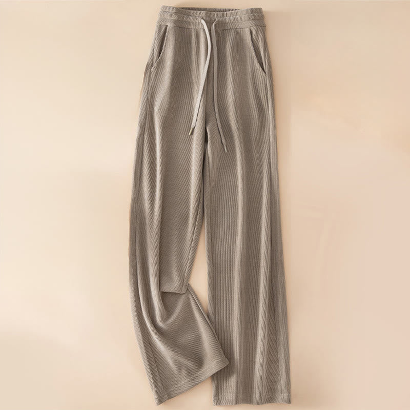 Pantalones anchos de algodón con bolsillos de Buddha Stones para mujer, color puro, otoño - Broncearse - US14, UK/AU18, EU46 (4XL) - image 12