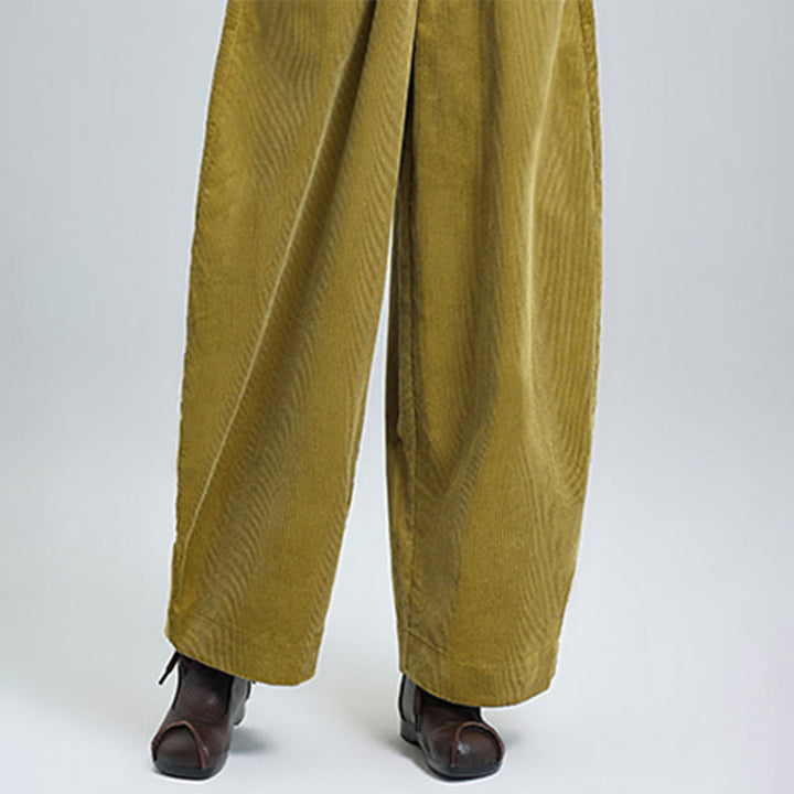 Pantalones de pana de algodón con diseño sencillo, hasta los tobillos, con bolsillos, para mujer, de Buddha Stones, para otoño - image 13