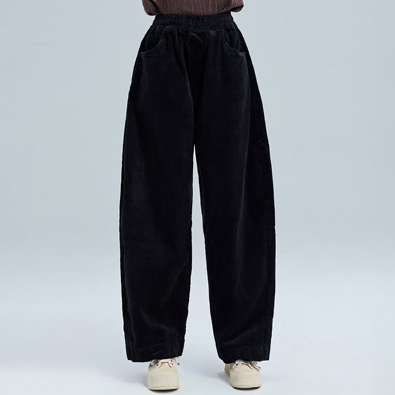 Pantalones de pana de algodón con diseño sencillo, hasta los tobillos, con bolsillos, para mujer, de Buddha Stones, para otoño - image 5