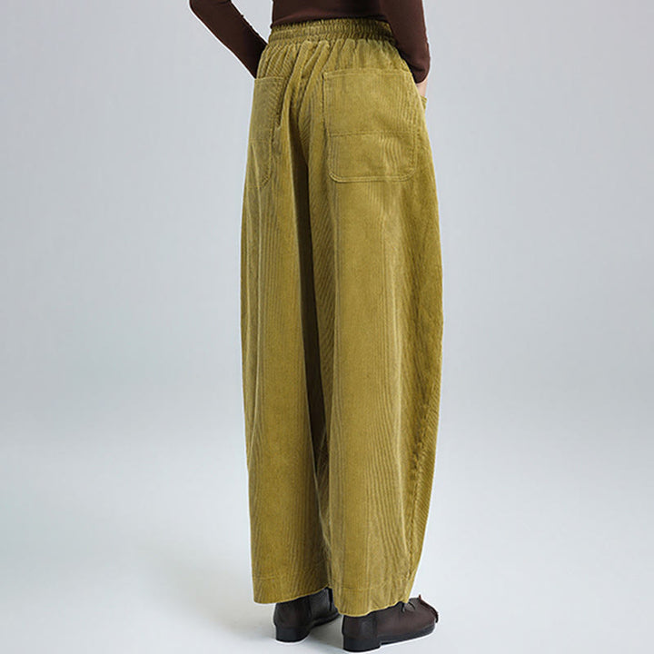 Pantalones de pana de algodón con diseño sencillo, hasta los tobillos, con bolsillos, para mujer, de Buddha Stones, para otoño - image 9