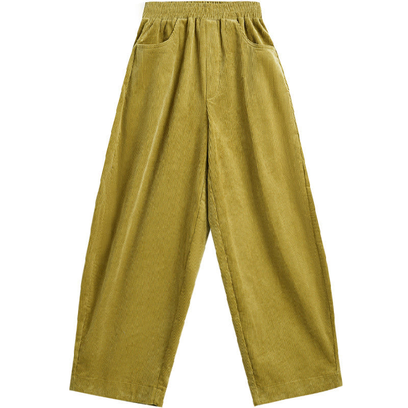 Pantalones de pana lisos hasta el tobillo con diseño sencillo y bolsillos para mujer de Buddha Stones, colección otoño. - image 18