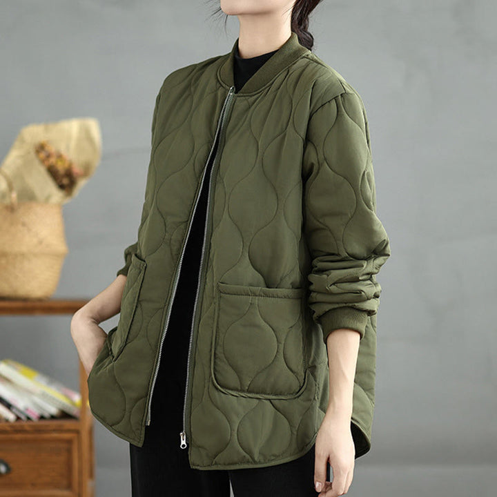 Chaqueta de algodón de manga larga con cremallera y bolsillos para mujer de Buddha Stones - Verde oliva - US14, UK/AU18, EU46 (4XL) - image 0