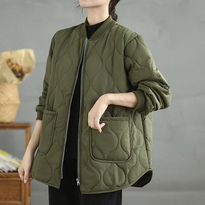 Chaqueta de algodón de manga larga con cremallera y bolsillos para mujer de Buddha Stones - image 1