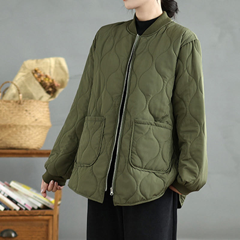 Chaqueta de algodón de manga larga con cremallera y bolsillos para mujer de Buddha Stones - image 3
