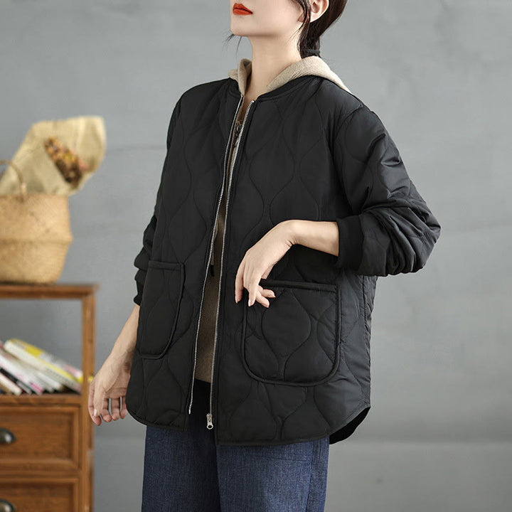 Chaqueta de algodón de manga larga con cremallera y bolsillos para mujer de Buddha Stones - image 11