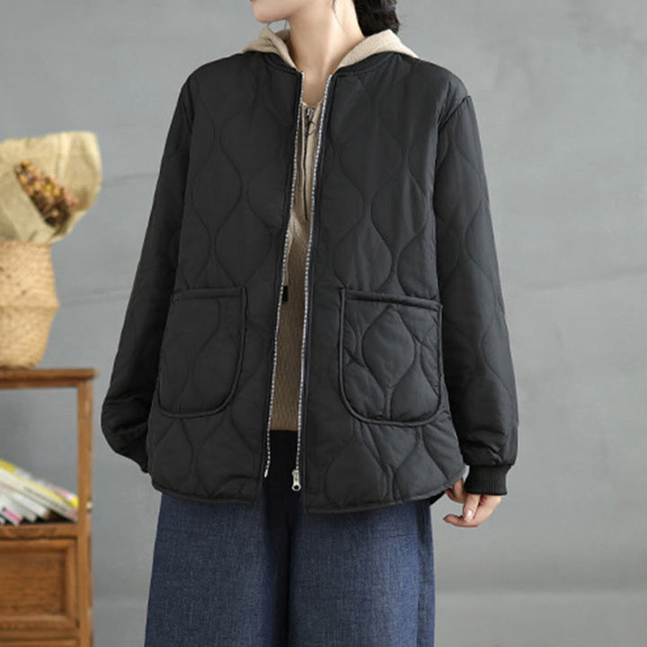 Chaqueta de algodón de manga larga con cremallera y bolsillos para mujer de Buddha Stones - image 12