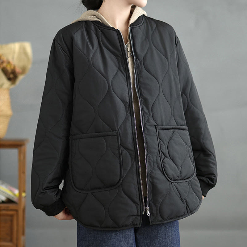 Chaqueta de algodón de manga larga con cremallera y bolsillos para mujer de Buddha Stones - Negro - US14, UK/AU18, EU46 (4XL) - image 10