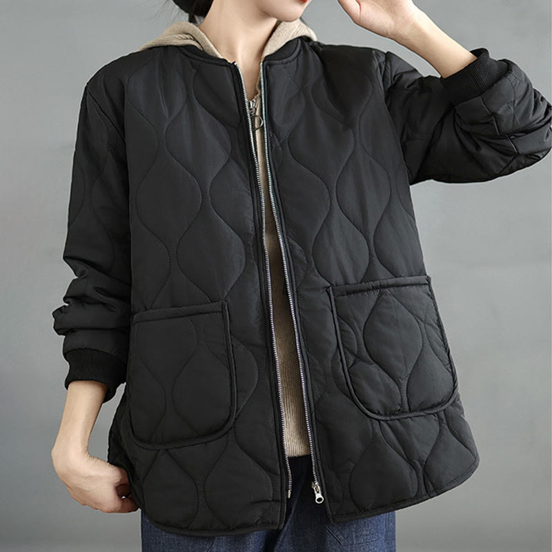 Chaqueta de algodón de manga larga con cremallera y bolsillos para mujer de Buddha Stones - image 14