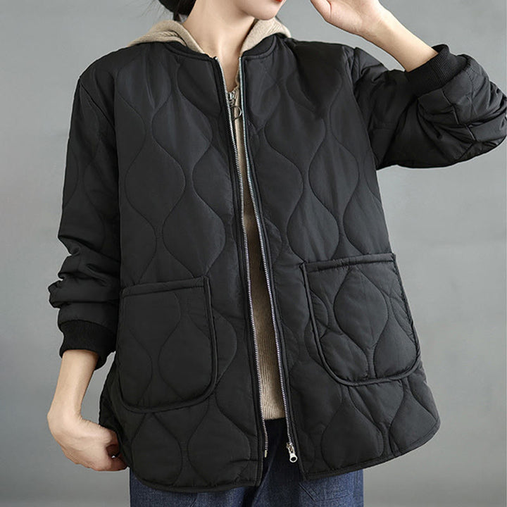 Chaqueta de algodón de manga larga con cremallera y bolsillos para mujer de Buddha Stones - image 14
