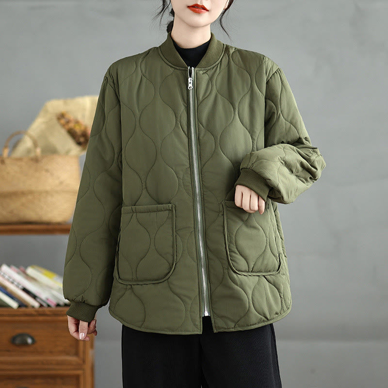 Chaqueta de algodón de manga larga con cremallera y bolsillos para mujer de Buddha Stones - image 4