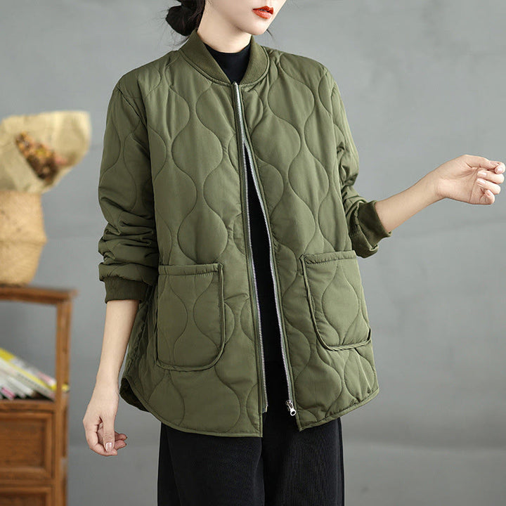 Chaqueta de algodón de manga larga con cremallera y bolsillos para mujer de Buddha Stones - image 2