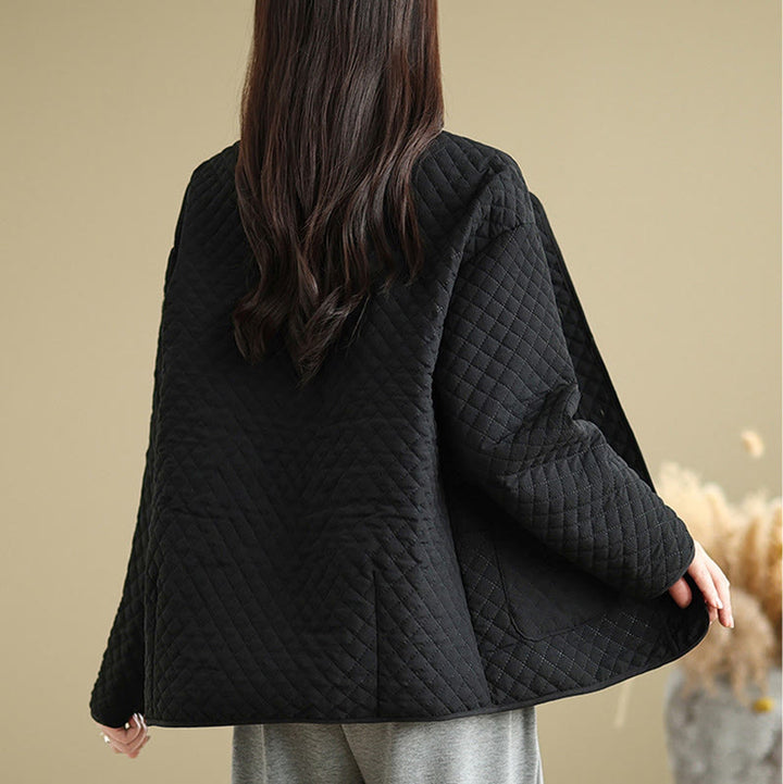 Chaqueta de algodón de manga larga con botones vintage y diseño sencillo para mujer de Buddha Stones con bolsillos - image 2