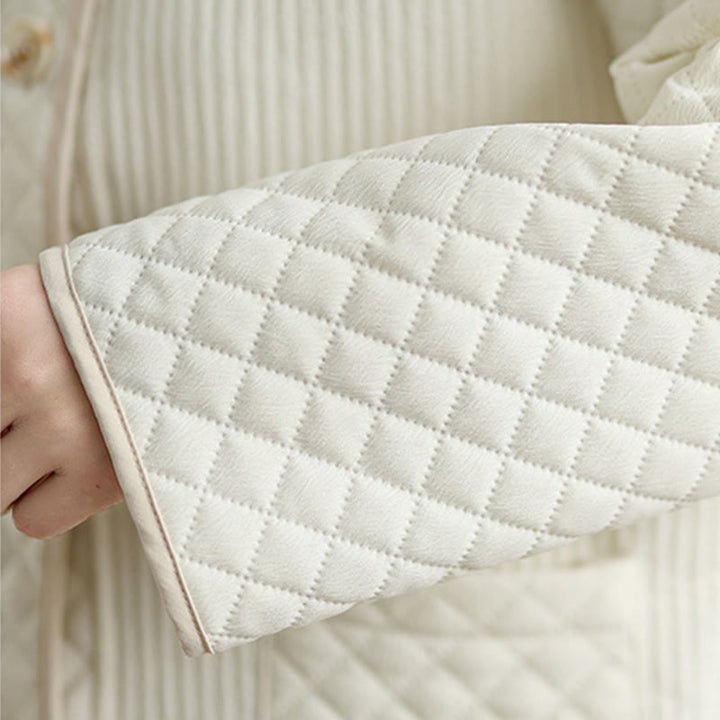 Chaqueta de algodón de manga larga con botones vintage y diseño sencillo para mujer de Buddha Stones con bolsillos - image 13