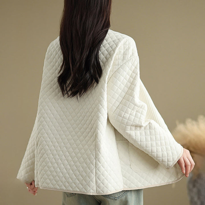 Chaqueta de algodón de manga larga con botones vintage y diseño sencillo para mujer de Buddha Stones con bolsillos - image 10