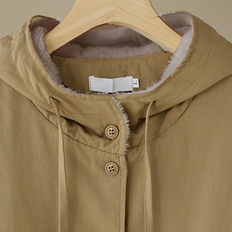 Chaqueta térmica de algodón con capucha y forro polar de manga larga para mujer Buddha Stones con bolsillos - image 2