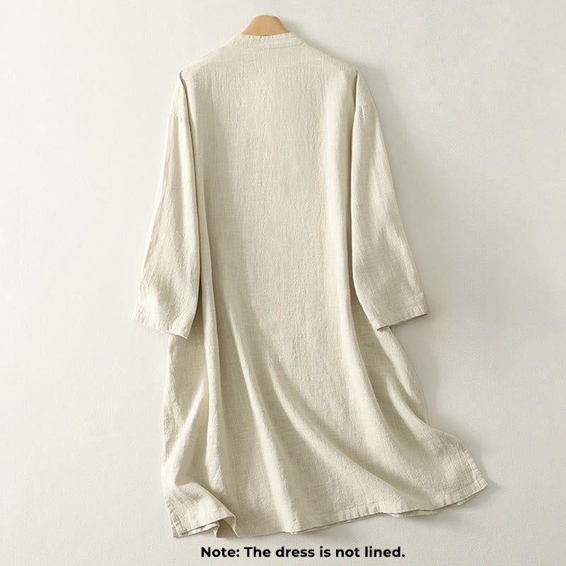 Vestido midi de algodón de manga larga con diseño de rana y cierre diagonal de Buddha Stones Spring - image 7