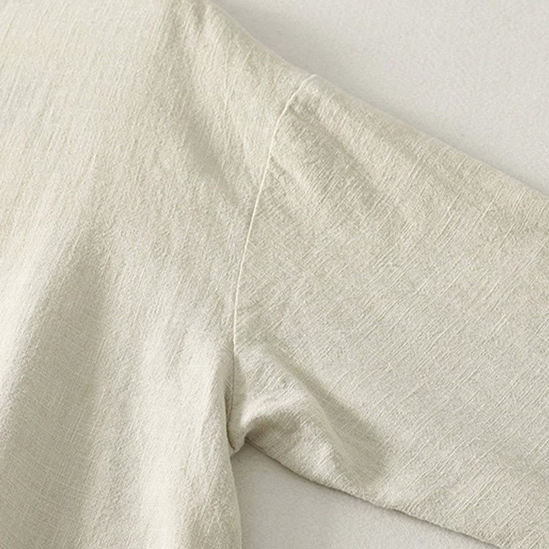 Vestido midi de algodón de manga larga con diseño de rana y cierre diagonal de Buddha Stones Spring - image 11