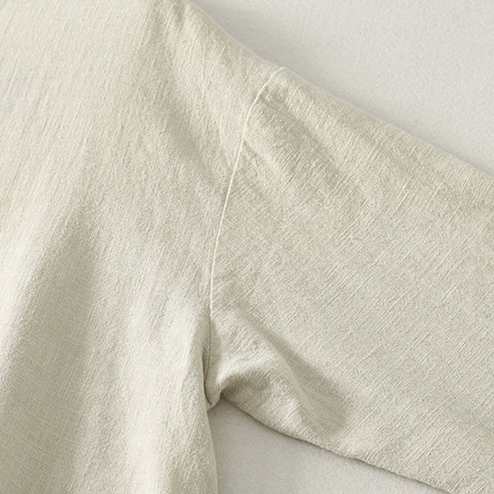 Vestido midi de algodón de manga larga con diseño de rana y cierre diagonal de Buddha Stones Spring - image 11